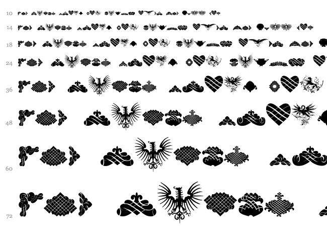 Unpublished Ornaments font waterfall